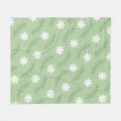 セージグリーントロピカルボタニカルフローラ春夏 フリースブランケット (正面(横))