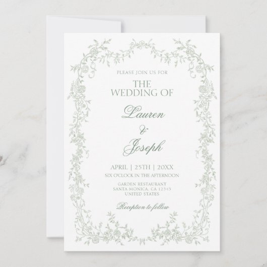 セージグリーントワール結婚式招待状 招待状 (正面)