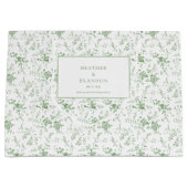 セージグリーントワール クラシック ヴィンテージ フラワーの結婚式 ラージペーパーバッグ (正面)
