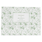 セージグリーントワール クラシック ヴィンテージ フラワーの結婚式 ラージペーパーバッグ (裏面)