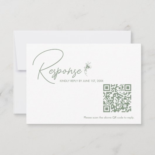 セージグリーントワールQRコードRSVP  出欠カード (正面)