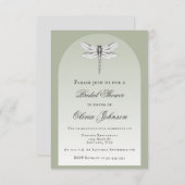 セージグリーンドラゴンフライブライダルシャワー 招待状 (正面/裏面)