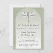 セージグリーンドラゴンフライ結婚のリハーサルディナー 招待状 (正面)