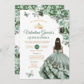 セージグリーンドレスキンセアニラ15アノスフラワーズ金ゴールド 招待状 (正面/裏面)