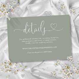 セージグリーンハートスクリプトウェディング詳細 エンクロージャーカード