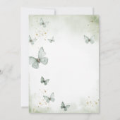 セージグリーンバタフライガール第3誕生日バプテスマ 招待状 (裏面)