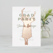 セージグリーンバラゴールドフォイル卒業パーティー 箔招待状 (立ち正面)