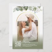 セージグリーンバラフローラティーパーティーブライダルシャワー 招待状 (裏面)