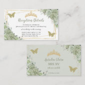 セージグリーンバラフローラ金ゴールドキンセニェラ披露宴 エンクロージャーカード (正面/裏面)