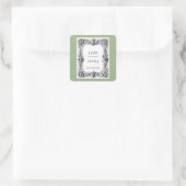 セージグリーンバロックのヴィンテージウェディング – カスタム文字 スクエアシール (バッグ)