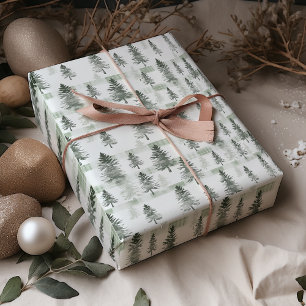 セージグリーンパインツリークリスマス ラッピングペーパー