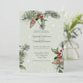 セージグリーンパイン&ホリー結婚インスノー 招待状 (スタンド正面)