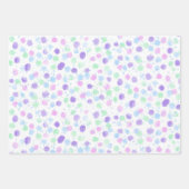 セージグリーンパステルパープル&ピンクお誕生日ケーキ ラッピングペーパーシート (正面2)