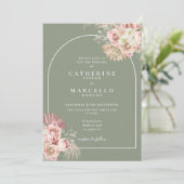 セージグリーンパンパスグラスボホアーチフローラ 招待状 (スタンド正面)