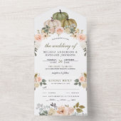 セージグリーンパンプキンアンドダスティピーチ結婚フローラ オールインワン招待状 (内側)
