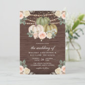 セージグリーンパンプキンダスティピーチフローラウッド結婚ズ 招待状 (スタンド正面)