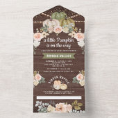 セージグリーンパンプキンピーチフローラウッドベビーシャワー オールインワン招待状 (内側)