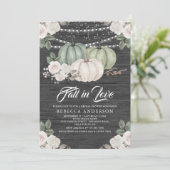 セージグリーンパンプキンフローラ秋ウッドブライダルシャワー 招待状 (スタンド正面)