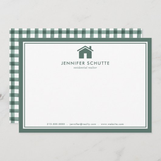 セージグリーンパーソナライズされたプ実在リド不動産業者 ノートカード (正面/裏面)