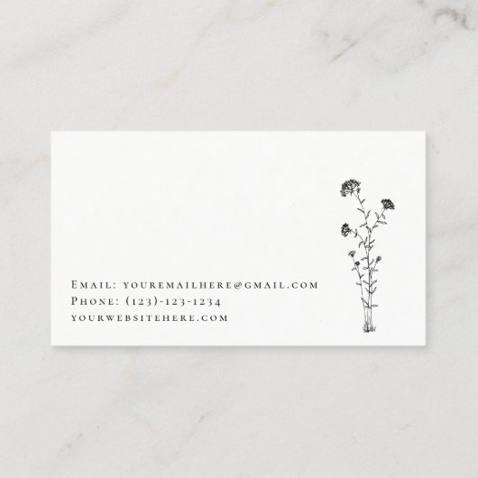 セージグリーンパーソナライズされたボタニカルビジネスカード 名刺 (裏面)