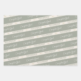 セージグリーンパーソナライズされた卒業 ラッピングペーパーシート