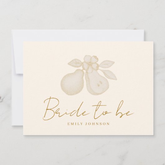 セージグリーンパーフェクト梨ブライダルシャワーアドバイスカード 招待状 (裏面)