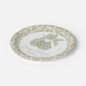 セージグリーンパーフェクト梨ブライダルシャワープレート ペーパープレート (アングル)