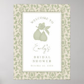 セージグリーンパーフェクト梨ブライダルシャワーポスターサイン ポスター (正面)