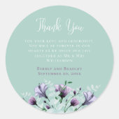 セージグリーンパープルウォーターフローラ結婚ズ ラウンドシール (正面)