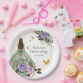 セージグリーンパープルキンセニェラ紙プレート ペーパープレート (パーティー)