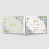 セージグリーンパープルフローラ蝶キンセアニラ ゲストブック (全面)