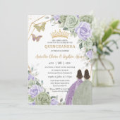 セージグリーンパープルラベンダーフローラツインキンセアニラ 招待状 (スタンド正面)