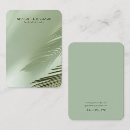 セージグリーンパームシャドウジュエリーカード 名刺 (正面/裏面)