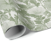 セージグリーンヒイラギの花模様 ラッピングペーパー (ロールコーナー)
