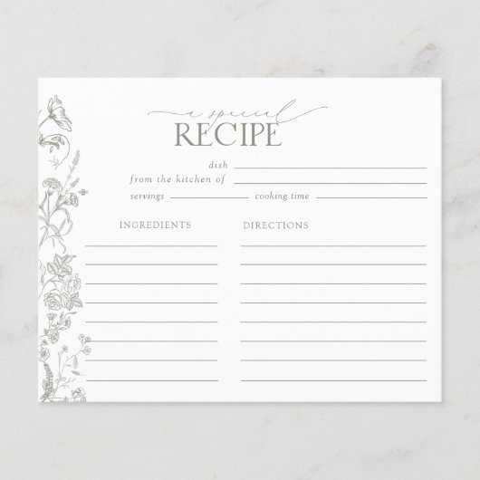 セージグリーンビクトリアンブライダルシャワーレシピ (正面)