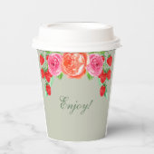 セージグリーンピンクピーチピーニーブライダルブランチ 紙コップ (正面)