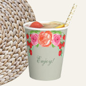 セージグリーンピンクピーチピーニーブライダルブランチ 紙コップ