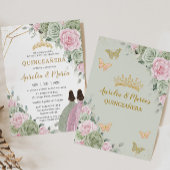 セージグリーンピンクフローラクインセアニラツインズバタフライ 招待状