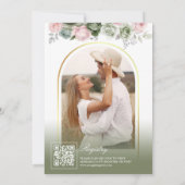 セージグリーンピンクフローラティーパーティーブライダルシャワー 招待状 (裏面)