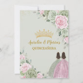 セージグリーンピンクフローラ金ゴールドキンセアニラツインズ 招待状 (裏面)