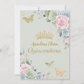 セージグリーンピンクブルーフローラバタフライキンセアニラ 招待状 (裏面)