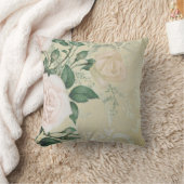 セージグリーンピンクローズフローラヴィンテージクッション クッション (ブランケット)