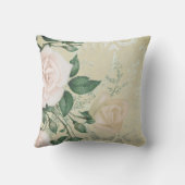 セージグリーンピンクローズフローラヴィンテージクッション クッション (裏面)