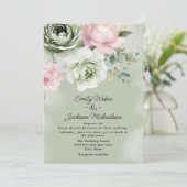 セージグリーンピンクローゼスプオーニー結婚金ゴールド 招待状 (スタンド正面)