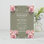 セージグリーンピンクローゼス招待状 招待状 (スタンド正面)