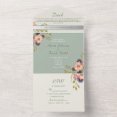セージグリーンピーチ結婚フローラ オールインワン招待状 (内側)