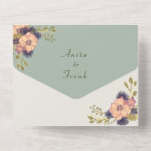 セージグリーンピーチ結婚フローラ オールインワン招待状 (裏面)