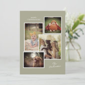 セージグリーンファミリーフォトコラージュ感謝祭 シーズンカード (スタンド正面)