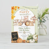 セージグリーンファームパーティー動物カボチャ誕生日 招待状 (スタンド正面)