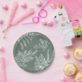 セージグリーンファーンリーフボ結婚タニカル紙プレート ペーパープレート (パーティー)